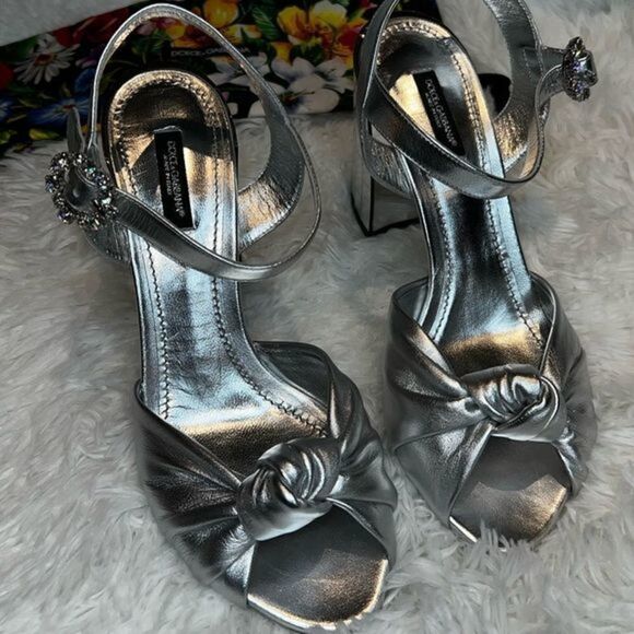 Dolce & Gabbana Shoes - DOLCE & GABBANA Mirrored Heel fancy Wedding heeled sandal silver Shoe